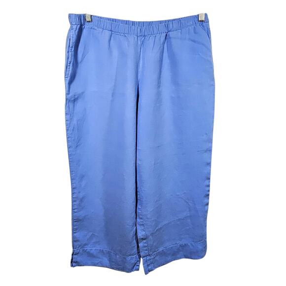 J. Jill Light Blue 100% Linen Pull-On Cropped Wide Leg Pants Size M Petite - Picture 1 of 8